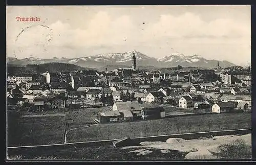 AK Traunstein, Teilansicht mit Bergen