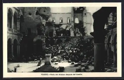 AK Toledo, Patio del Alcázar después del Asedio, Spanischer Bürgerkrieg