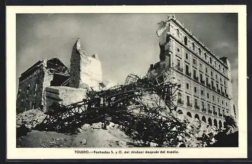 AK Toledo, Fachadas S. y O. del Alcázar después del Asedio, spanischer Bürgerkrieg