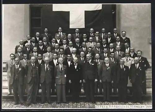 AK St. Gallen, Männer im Anzug zum Eidgen. Sängerfest 1954