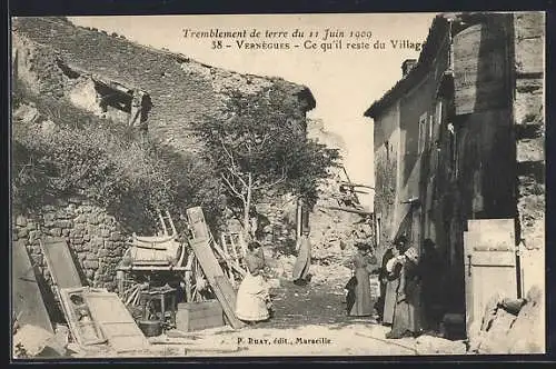 AK Vernègues, Tremblement de terre 1909, Ce qu`il reste du Village, Erdbeben