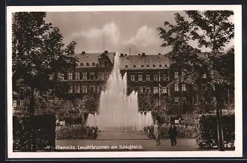 AK Chemnitz, der Leuchtbrunnen am Schlossteich