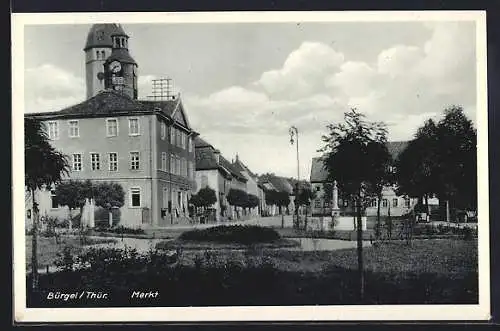 AK Bürgel /Thür., Markt mit Brunnen