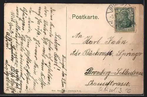 Künstler-AK Bürgel i. Thür., Teilansicht