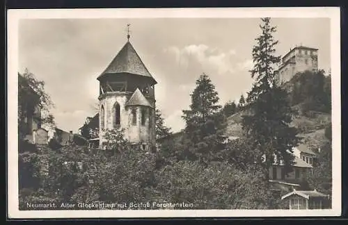 AK Neumarkt, Alter Glockenturm mit Schloss Forchtenstein