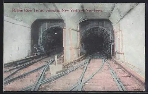 Künstler-AK Hudson River Tunnel, connecting New York and New Jersey