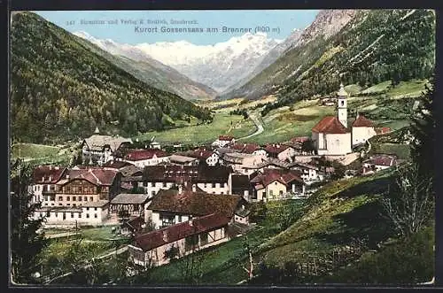 AK Gossensass am Brenner, Ortsansicht mit Blick ins Tal