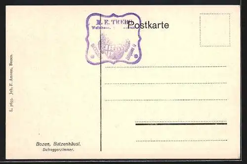 AK Bozen /Süd-Tirol, Gasthof Batzenhäusl, Defreggerzimmer