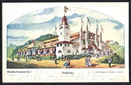 AK St. Gallen, Eidgen. Schützenfest 1904, Blick auf die Festhütte