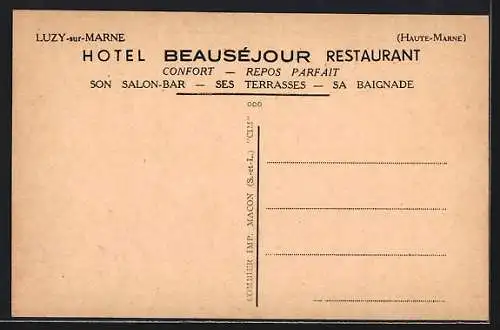 AK Luzy-s-Marne, Hotel Beausejour Restaurant, das Schloss, an der Brücke