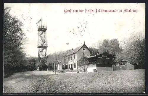 AK Wien-Ottakring, Blick zur Kaiser-Jubiläums-Warte und Schutz-Haus