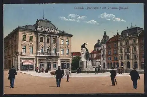 AK Ljubljana / Laibach, Marienplatz mit Preseren-Denkmal