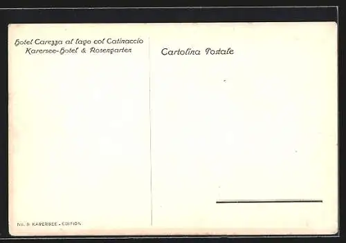 AK Karersee, Hotel Carezza al lago col Catinaccio, Hotel und Rosengarten