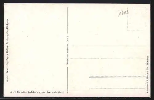 Künstler-AK Edward Theodore Compton: Salzburg gegen den Untersberg