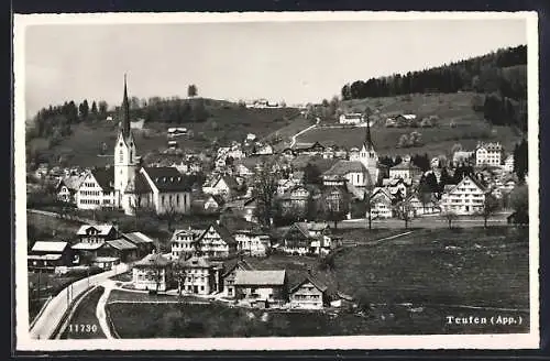 AK Teufen, Ortspanorama mit Kirche