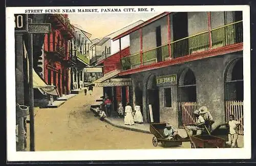 AK Panama City, Rde. P., Street Scene near Market