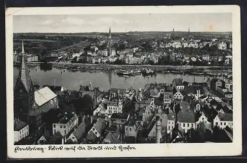 AK Flensburg, Blick auf die Stadt und den Weserhafen