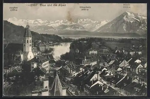 AK Thun, Teilansicht gegen Blüemlisalp