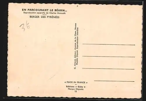 Künstler-AK Charles Homualk: en parcourant le Bearn, berger des pyrenees