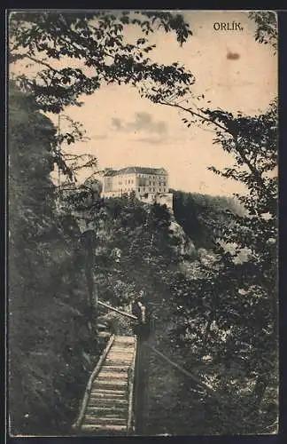 AK Orlík, Panorama mit Schloss