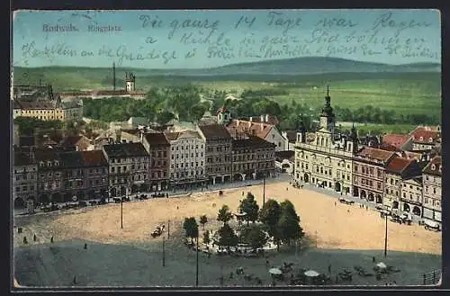 AK Budweis-Ceske Budejovice, Ringplatz mit Agrarni Banka