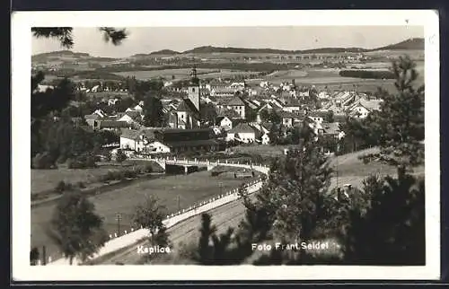 AK Kaplice, Panorama mit Strassenpartie