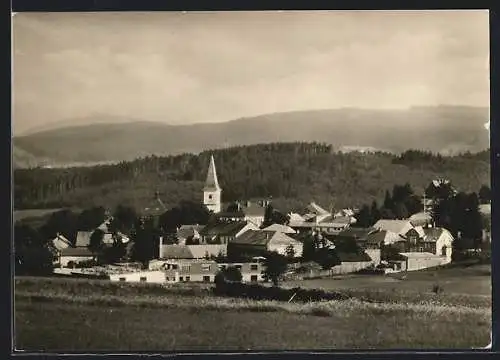 AK Stachy /Sumava, Totalansicht gegen die Berge