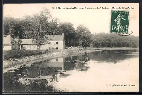 AK Bazouges-la-Pérouse, Le Moulin et l`Étang de Ville-Cartier