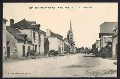 AK Chantepie, La Grande Rue avec vue sur l`église