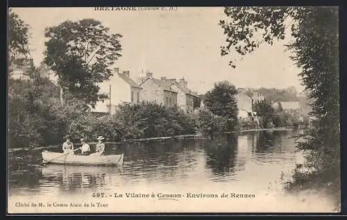 AK Cesson, La Vilaine avec canot et maisons au bord de l`eau