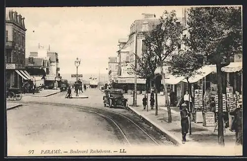 AK Paramé, Boulevard Rochebonne avec boutiques et voitures