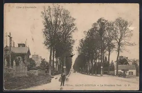 AK Saint-Servan, Le Mouchoir Vert et l`allée bordée d`arbres