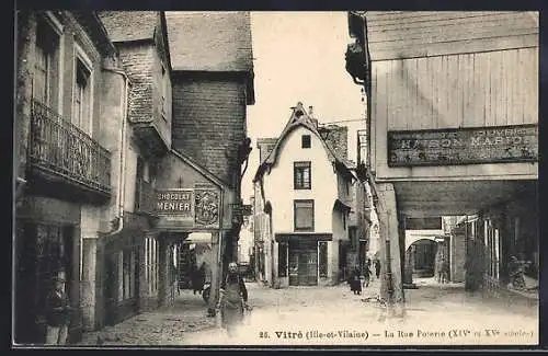 AK Vitré, La Rue Poterie (XIVe et XVe siècles)