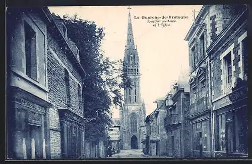 AK La Guerche-de-Bretagne, Rue Notre-Dame et l`église