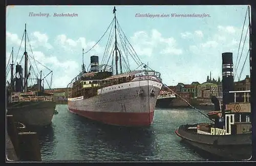 AK Hamburg, Baakenhafen, Woermanndampfer