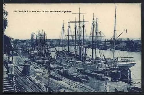 AK Nantes, Vue sur le Port au Quai d`Alguillion