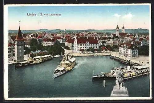 AK Lindau i. B., Hafen vom Leuchtturm aus