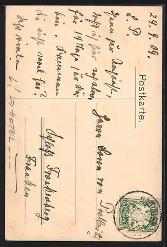 Lithographie Bad-Kissingen, Hotel Hofrath v. Balling-Haus von H. Ringler