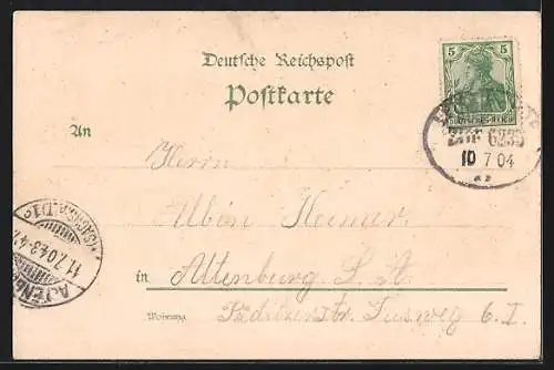 Lithographie Hain bei Kieritzsch, Gasthof, Pfarre, Kirche, Schule