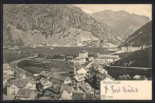 AK Andermatt, Blick über Dächer, um 1900