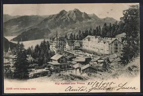 AK Rigi-Kaltbad, Hotel mit Pilatus