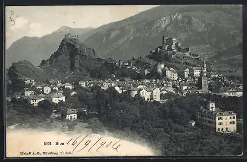 AK Sion, Ortsansicht mit Schloss