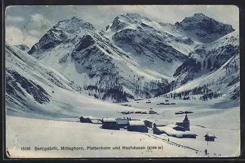 AK Davos, Sertigdörfli, Mittaghorn, Plattenhorn und Hochducan