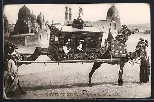 AK Ägypten, a marriage Procession, arabisches Hochzeitsgespann