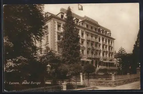 AK Luzern, Hotel Europe mit Garten