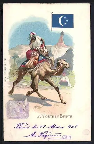 Lithographie La Poste en Egypte, Briefmarke