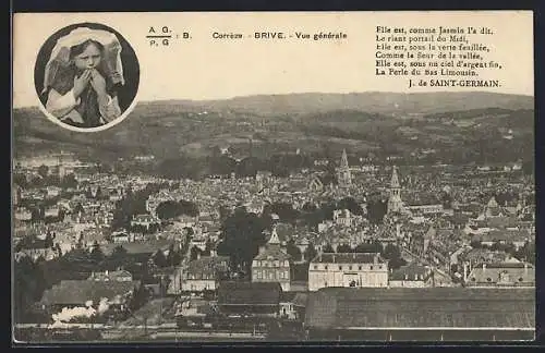 AK Brive, Vue générale de la ville avec colline en arrière-plan