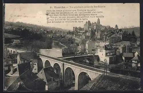 AK Uzerche, Vue générale avec viaduc et panorama de la ville depuis Ste-Eulalie