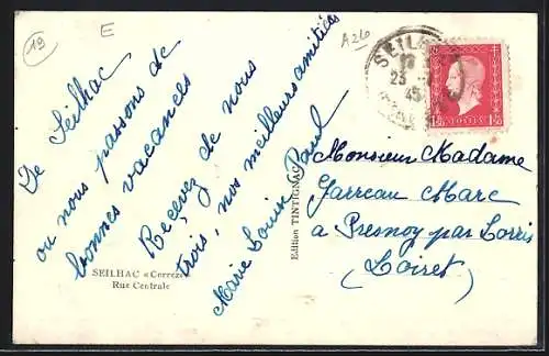 AK Seilhac, Rue Centrale animée avec commerces et passants