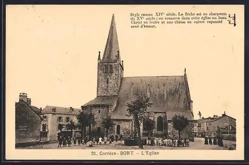 AK Bort, L`Église romane du XIVe siècle avec flèche en charpente du XVe siècle